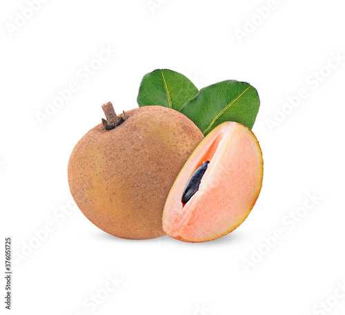  sapodilla fruit isolated on white background photo