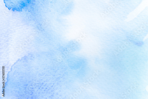  Blue watercolor abstract background on White paper texture