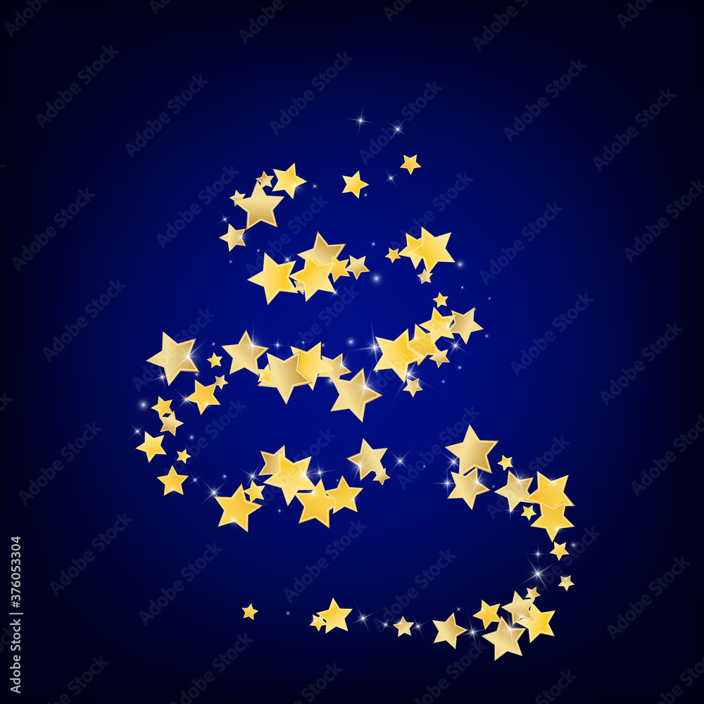 Yellow Effect Stars Vector Blue Background. 