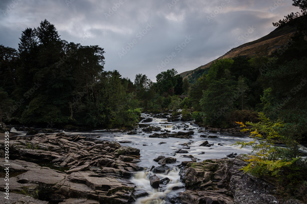 The Falls of Dochart at dusk, Killin, Highlands, Scotland The Falls of Dochart at dusk, Killin, Highlands, Scotland