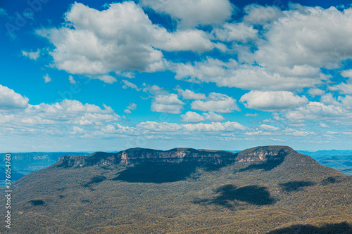 clouds over the blue mountains