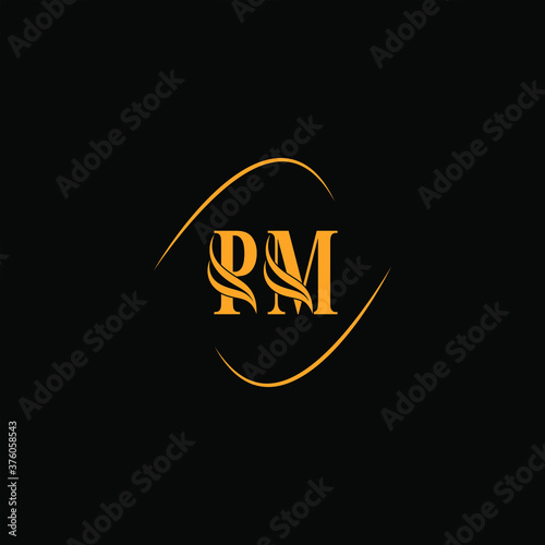 P M joint letter logo emblem design photo