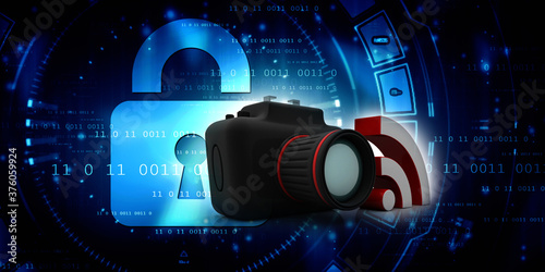 Billede på lærred 3d rendering Digital single-lens reflex camera connected wifi