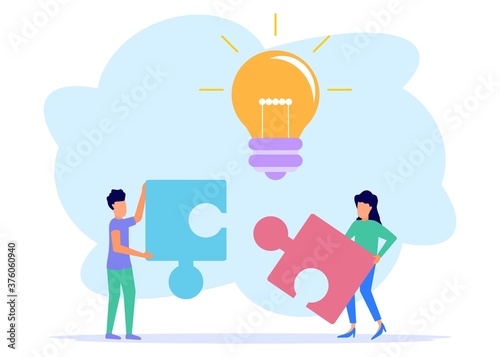 Illustration vector graphic cartoon character of team work
