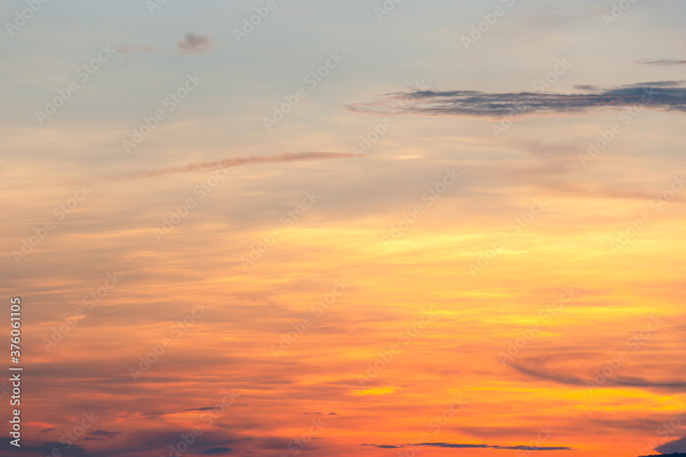 Colorful sunset sky in twilight for nature background concept
