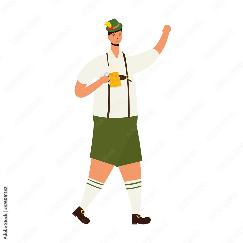 german man wearing tyrolean suit drinking beer character