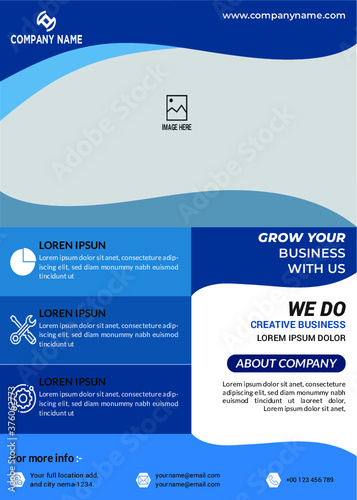 Blue And White color Business Flyer Vector Template, Interior Flyer Design, Business Poster and Brochure Cover Design