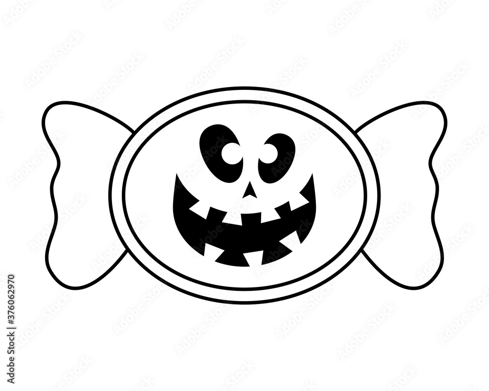 halloween sweet candy with face line style halloween sweet candy with face line style