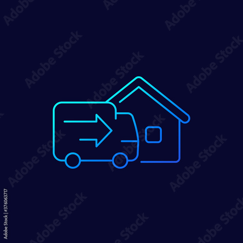 Home delivery line icon, vector