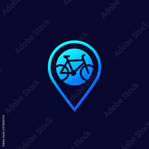 Marker with a bike, vector