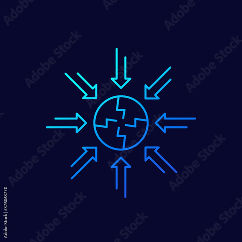 negative impact line icon, vector