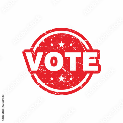 Abstract Red Grungy Vote Rubber Stamps Sign with Circle Shape Illustration Vector, Vote Text Seal, Mark, Label Design Template