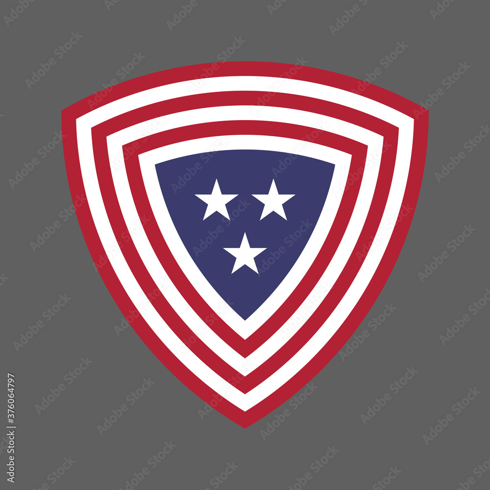 United States of America USA flag shield icon logo vector illustration. Independence Day. 4th of July. Presidential Election United States of America USA flag shield icon logo vector illustration. Independence Day. 4th of July. Presidential Election