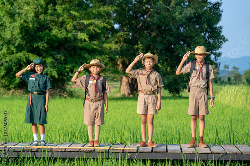 Foto Boy scout symbol,Concept is learning Scout subject.