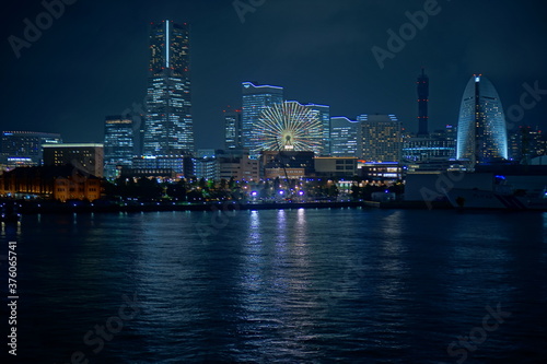 Night view of  Yokohama Minato Mirai  in Kanagawa Prefecture  Japan