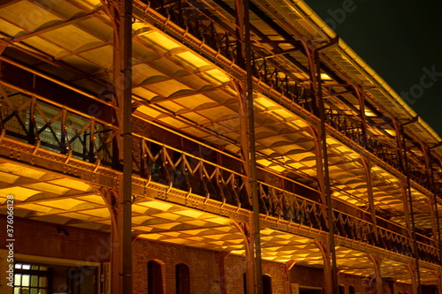 Yokohama Red Brick Warehouse in Yokohama, Japan at night. It is known in Japanese as Aka-Renga-Soko