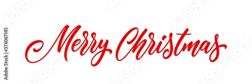 Merry Christmas handwritten lettering. Modern xmas holiday calligraphy. Christmas banner text.