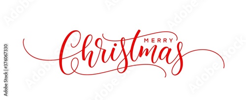 Christmas handwritten lettering. Xmas text for greeting card, poster, postcard and banner. Merry Christmas holiday text.
