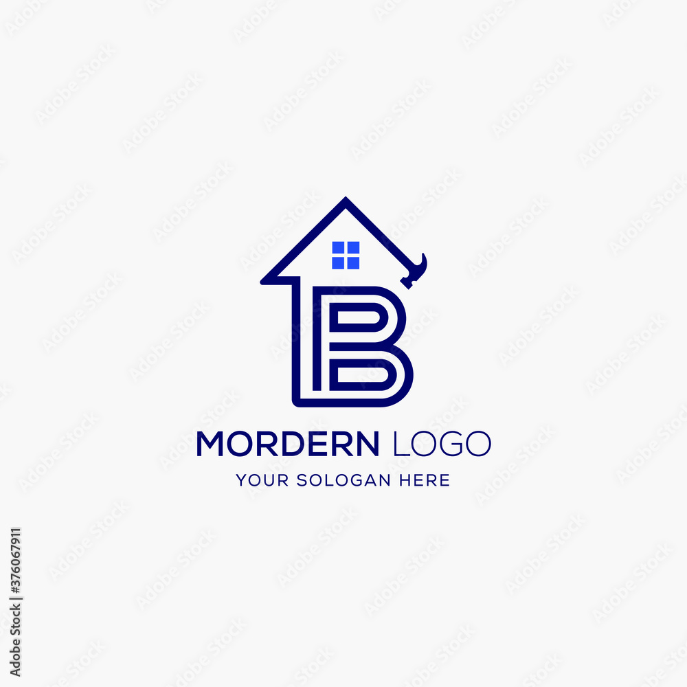 B alphabet letter logo white blue house design
B alphabet letter logo white blue house design
