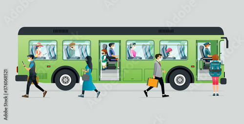 People wear masks to prevent disease while traveling on buses.
