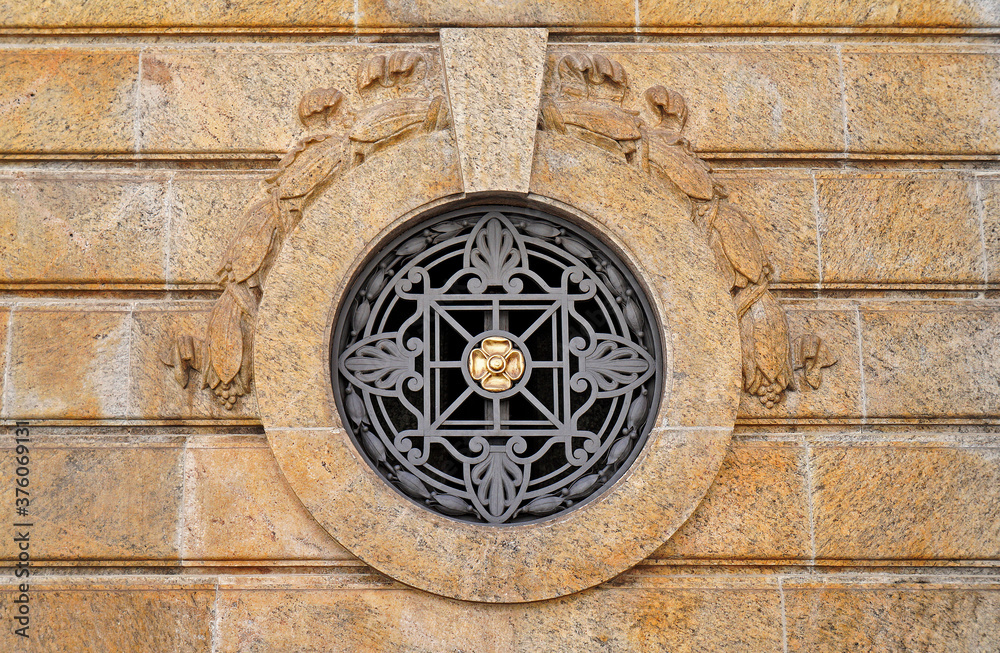 Ornamental grid on facade