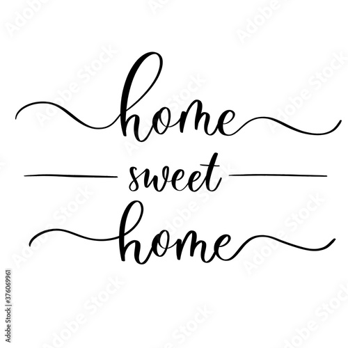 Home sweet home - vector calligraphic inscription with smooth lines.