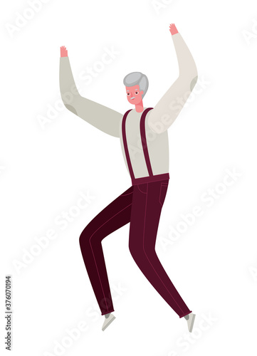 Senior man cartoon jumping vector design