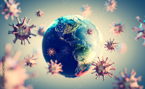 Fototapeta Naklejka Na Ścianę i Meble -  Coronavirus COVID-19 all around the Earth.