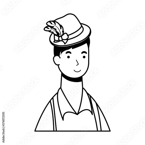 german man wearing tyrolean suit character line style