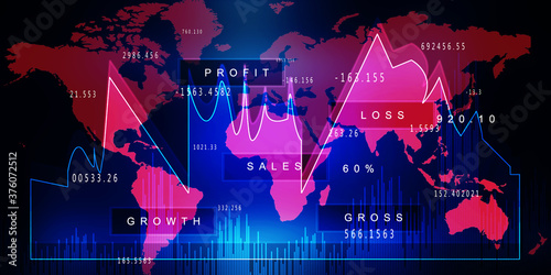 Fototapeta Naklejka Na Ścianę i Meble -  2d rendering Stock market online business concept. business Graph 