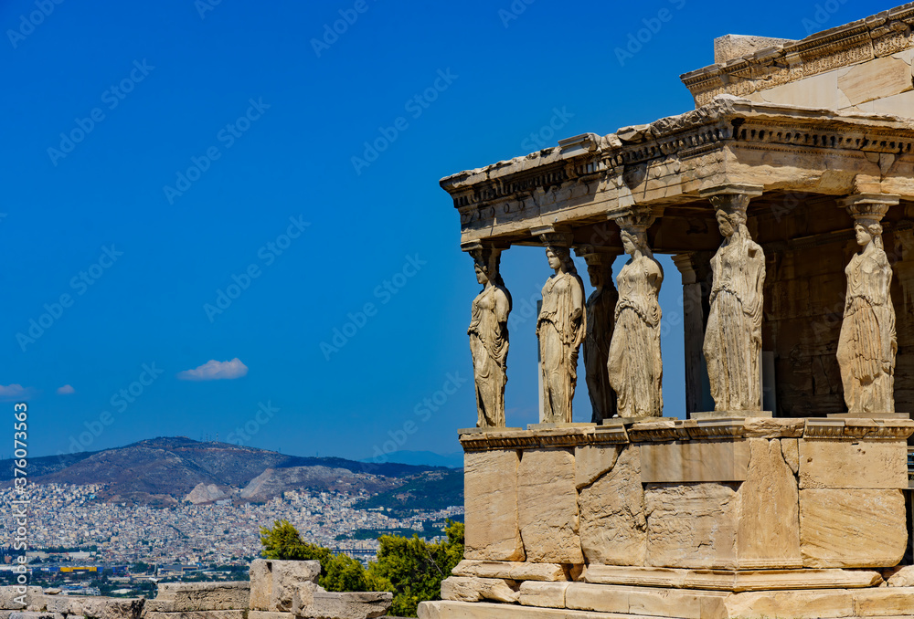 Ancient greek temple in acrpolis, athens