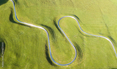 Принти на полотні Amazing drone aerial view of a summer bobsleigh track