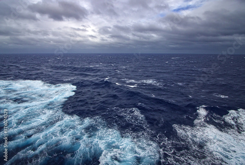 White Water and Waves on a Stormy Day at Sea