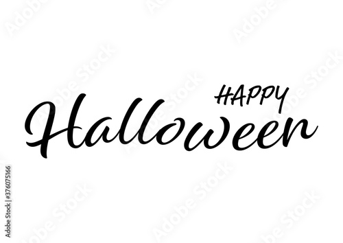 Happy Halloween text banner isolated on white background, vector illustration.