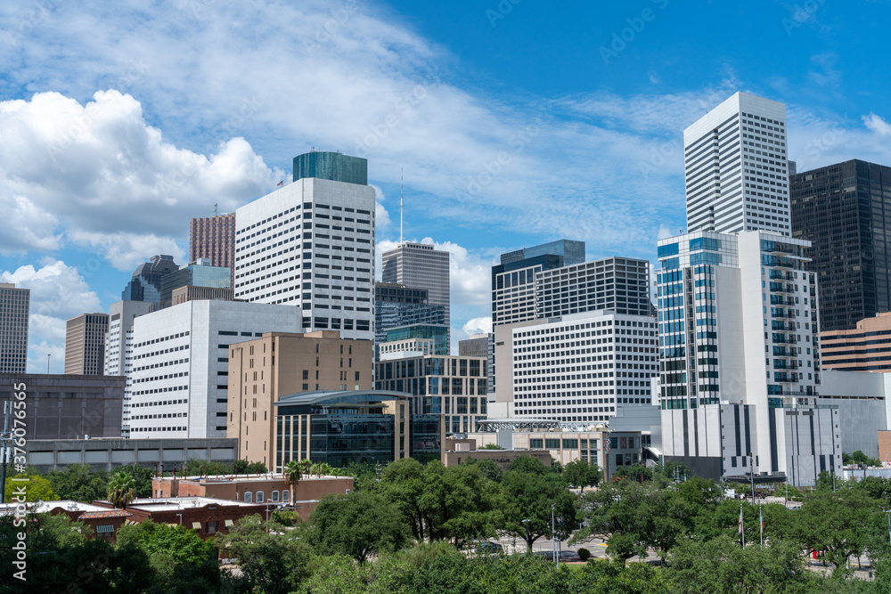 Downton Houston Skyline With Large Clouds in the background