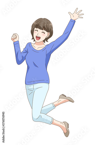 ジャンプする家族＿母