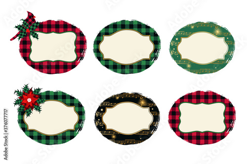 .Christmas various shabby frames set . Background brush stroke. Vector illustration.