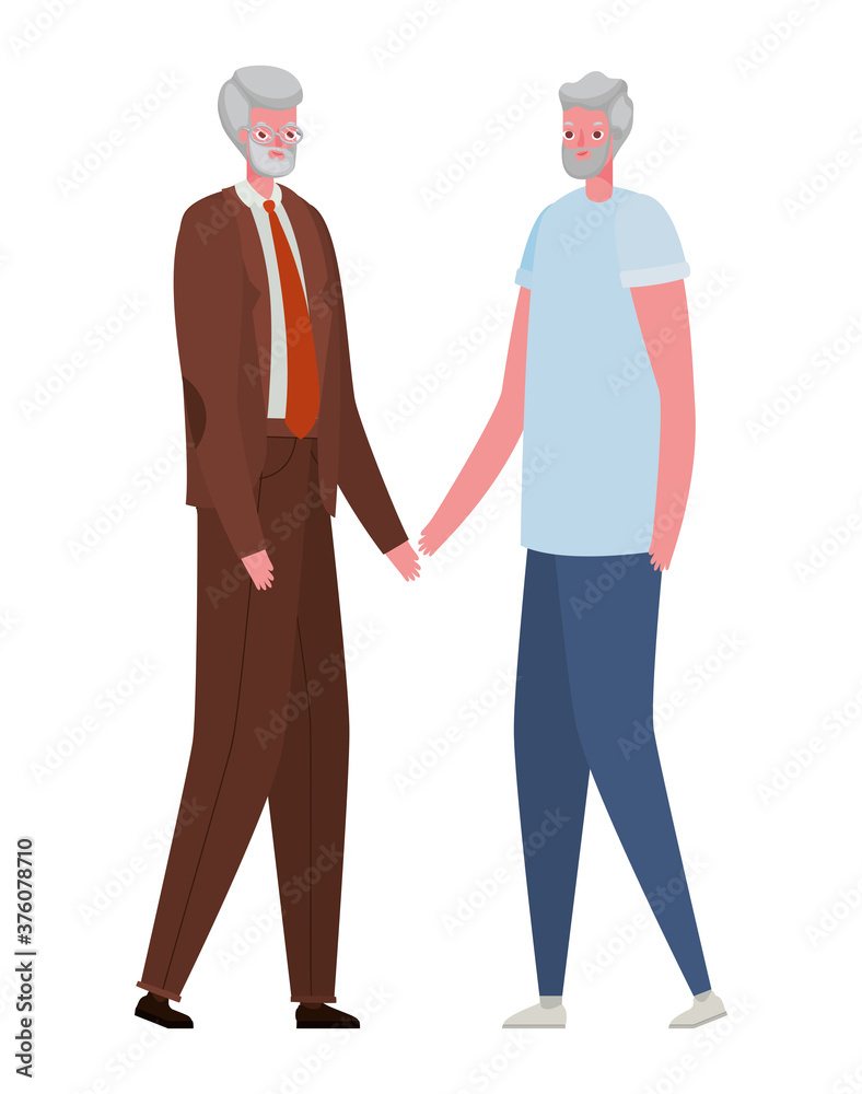 Senior men cartoons vector design Senior men cartoons vector design