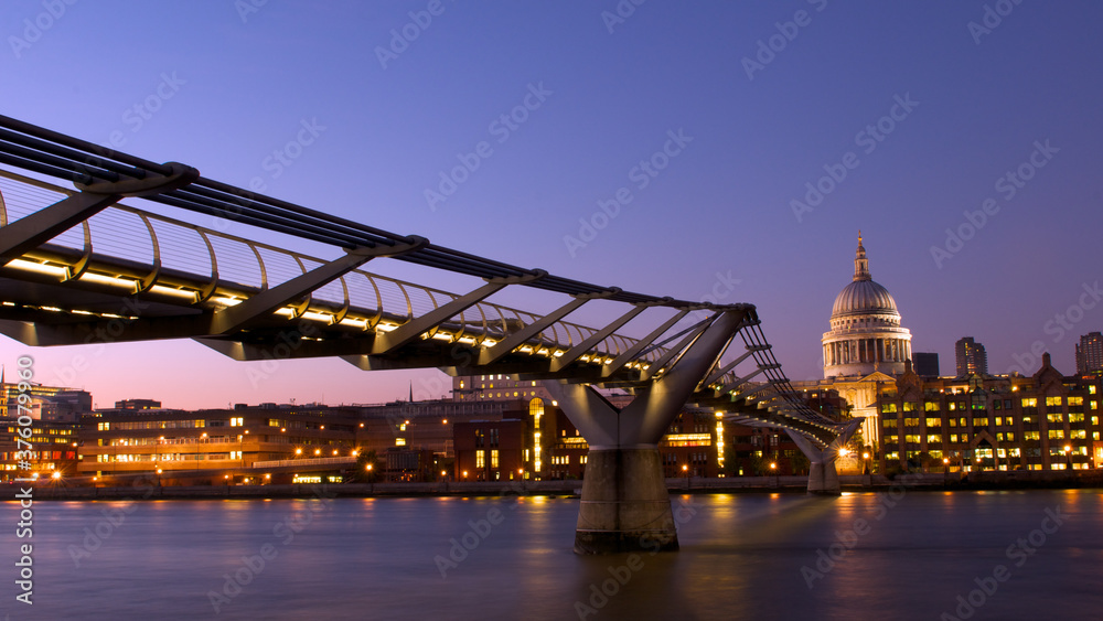 St.Pauls Cathedral and the Millennium Bridge at Dusk