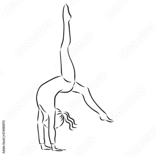 Acrobatic, balance, performance, cooperation concept. Hand drawn acrobats performing on scene concept sketch. Isolated vector illustration , acrobatics, vector sketch illustration