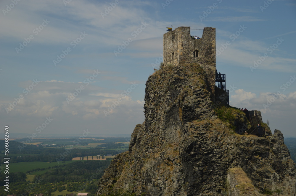 The dramatic ruins of the Trosky Castle (Hrad Trosky) in Czech Republic