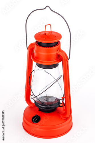 Red Vintage Oil Lamp on white background 
