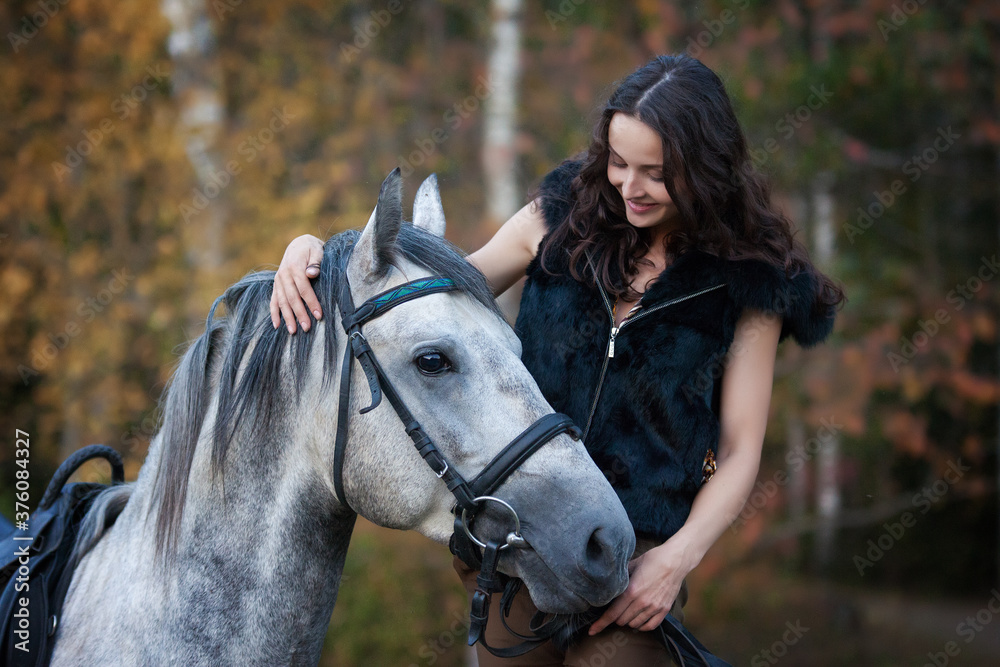 Fototapeta premium Girl and horse