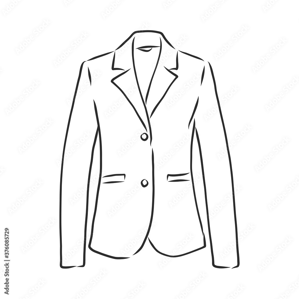 Vector illustration of women's blazer. women's classic suit jacket, vector sketch illustration Vector illustration of women's blazer. women's classic suit jacket, vector sketch illustration