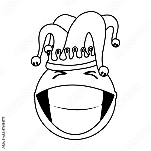 crazy emoji face with jester hat fools day line style icon