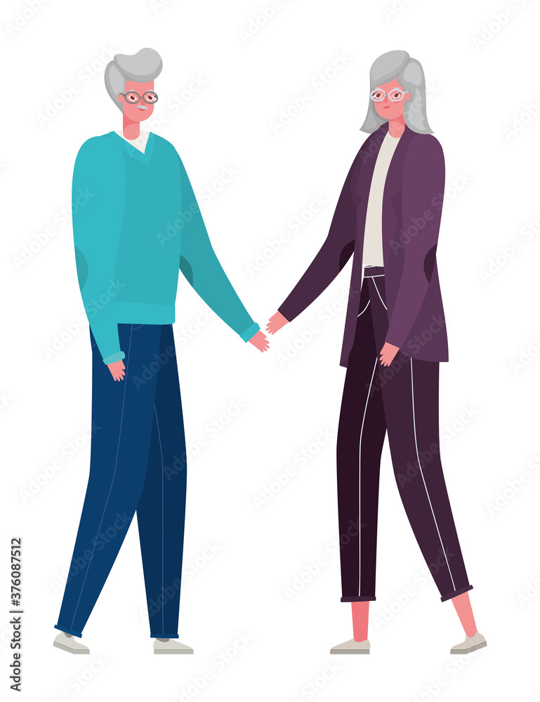 Fototapeta premium Senior woman and man cartoons vector design