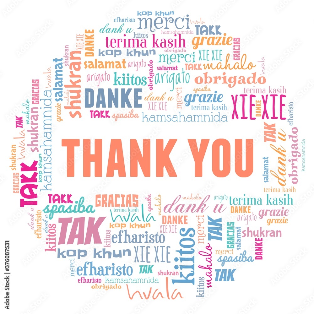 Thank you vector illustration word cloud isolated on a white background.