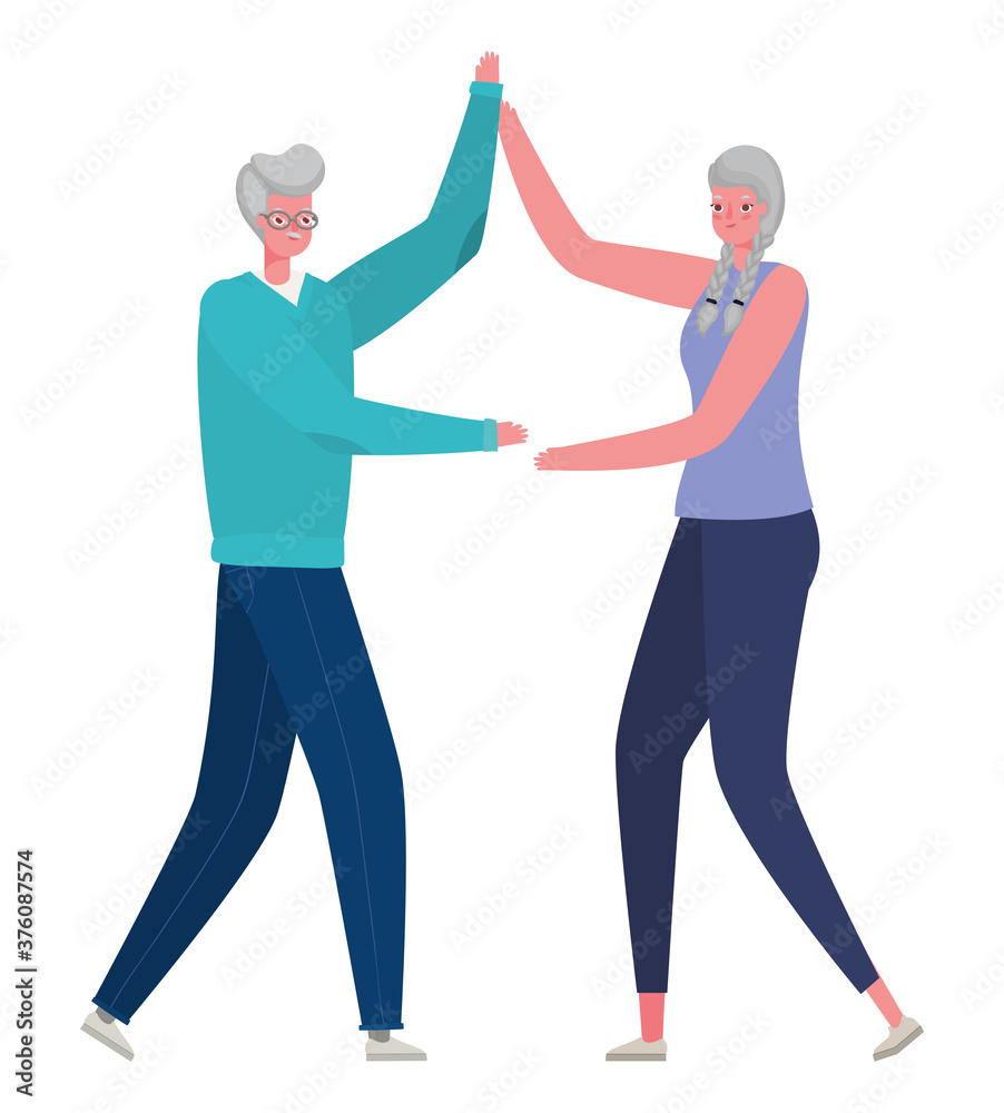 Senior woman and man cartoons dancing vector design Senior woman and man cartoons dancing vector design