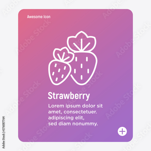 Strawberry thin line icon. Berries. Healthy organic food. Vector illustration.