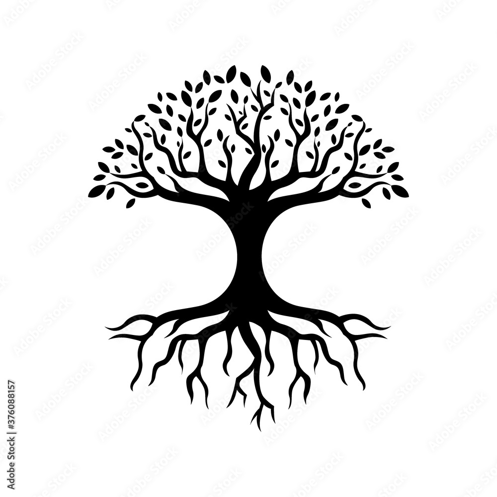 Fototapeta premium Tree silhouette with root vector design illustration